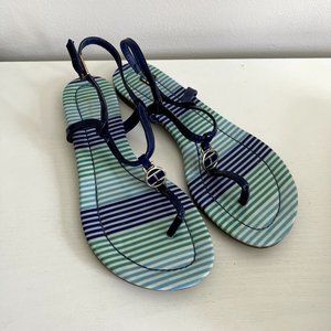 Tommy Hilfiger Women's 9.5 Sandals Blue Toe Thong Striped
